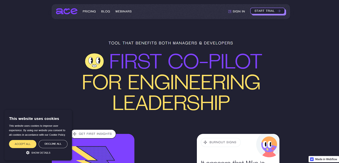 Ace is an AI co-pilot tool tailored for engineering leaders, offering a comprehensive solution to elevate both engineering managers and developers. Its mission is to relieve them from repetitive tasks, prevent burnout, and foster continuous growth.