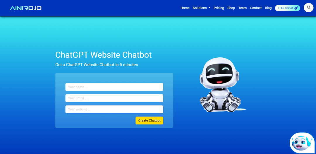 ChatGPT-based Website Chatbot, trained on your data.