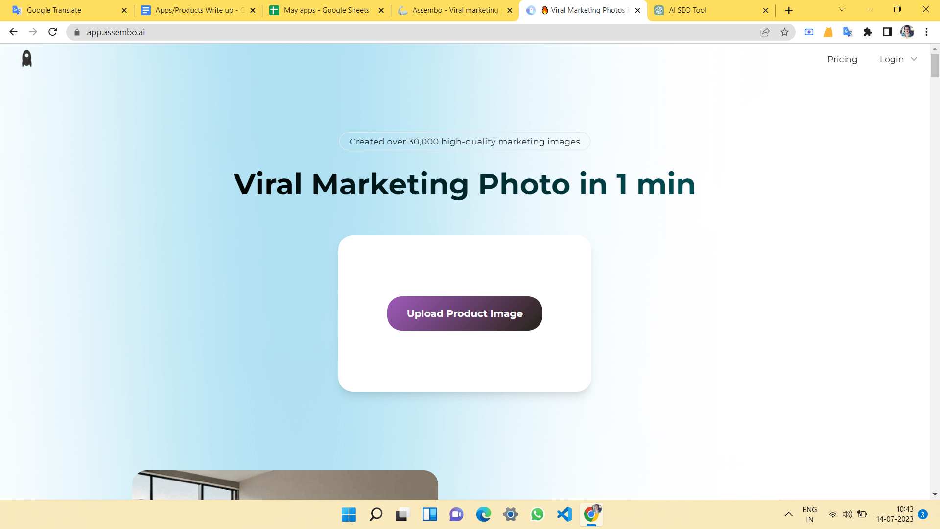 Assembo is an AI-powered marketing image tool that creates stunning visuals in minutes, starting at just $16.99.