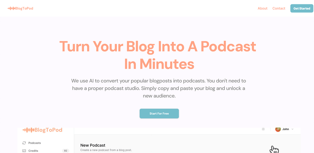 BlogToPod, an AI-powered tool developed by Goodspeed Studio, streamlines the conversion of popular blog posts into engaging podcasts.