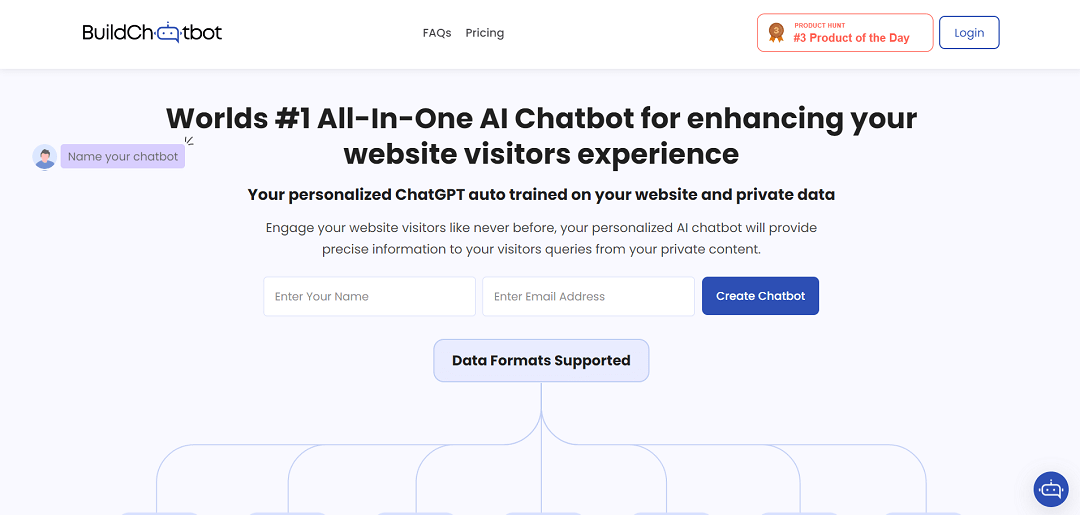 Build Chatbot is an innovative no-code chatbot that effortlessly extracts data from diverse formats including audio, and video, using them to auto-train bots for precise responses.