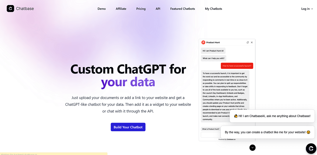 Chatbase is a platform that allows users to effortlessly develop their own AI chatbots using their own data.