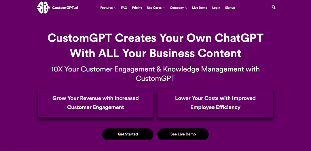 CustomGPT Creates Your Own ChatGPT With ALL Your Business Content