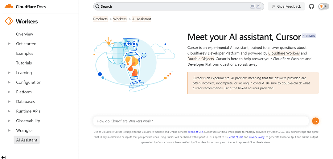 Cloudflare has introduced an AI Assistant tailored for their Developer Platform, designed to streamline user queries. This experimental tool, harnessing the power of Cloudflare Workers, a serverless platform, allows developers to run code on Cloudflare's global network.