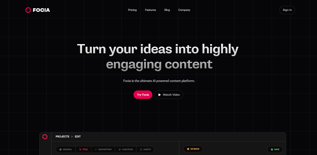 Focia is an app that empowers creators with data-driven insights and tools to enhance their online presence.