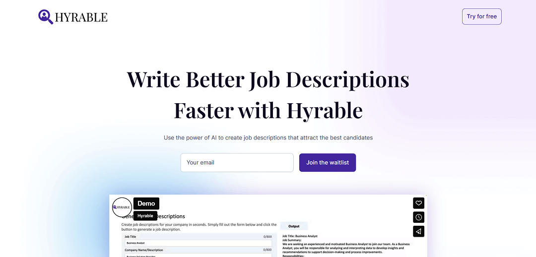 Hyrable is an advanced AI-driven SaaS platform revolutionizing the hiring process for companies.