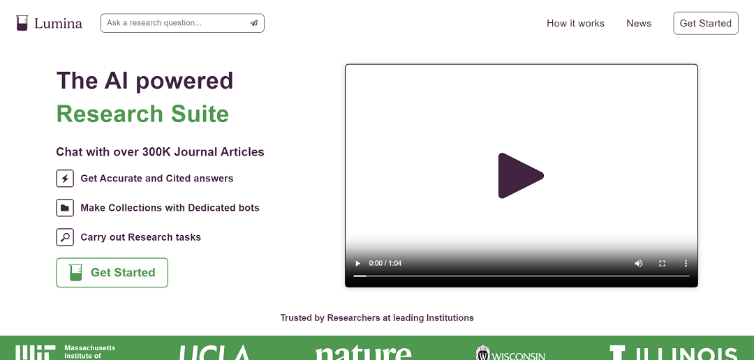 Lumina is an innovative research suite aimed at simplifying the exploration and comprehension of scientific concepts. With over 300,000 indexed journal articles, it's a versatile platform for understanding complex ideas, finding relevant sources, and even aiding in writing experiment procedures.