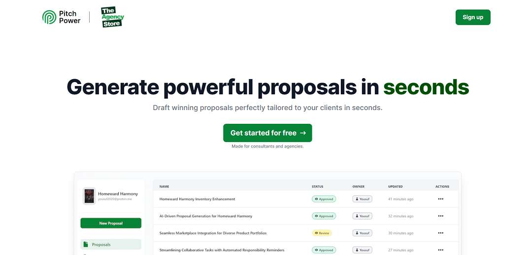 Introducing PitchPower: an AI-driven proposal tool revolutionizing the way consultants and agencies create proposals. This innovative tool generates customized, persuasive proposals aligned with clients' needs in seconds.