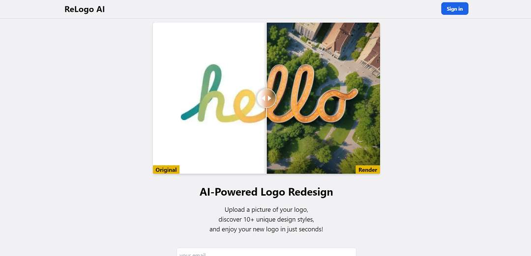 ReLogo AI is a cutting-edge tool harnessing artificial intelligence for logo redesigns, with a focus on photorealistic architecture-inspired renders. Users can simply upload their logo and explore a diverse array of over 50 unique design styles, all at their fingertips.