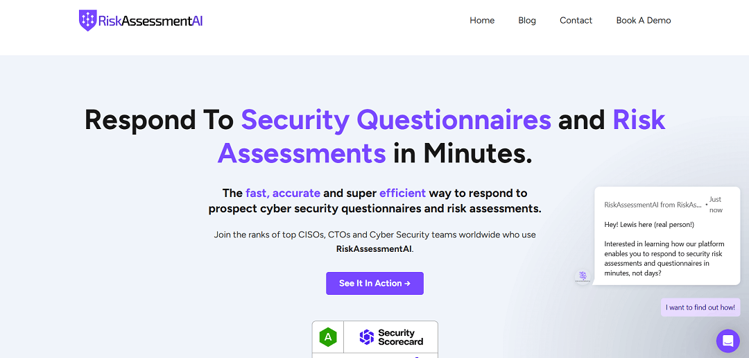 RiskAssessmentAI is a powerful AI-driven solution that streamlines the response process for security questionnaires from clients and prospects. By leveraging AI to understand your policies and procedures, it swiftly and accurately fills out these questionnaires in minutes.