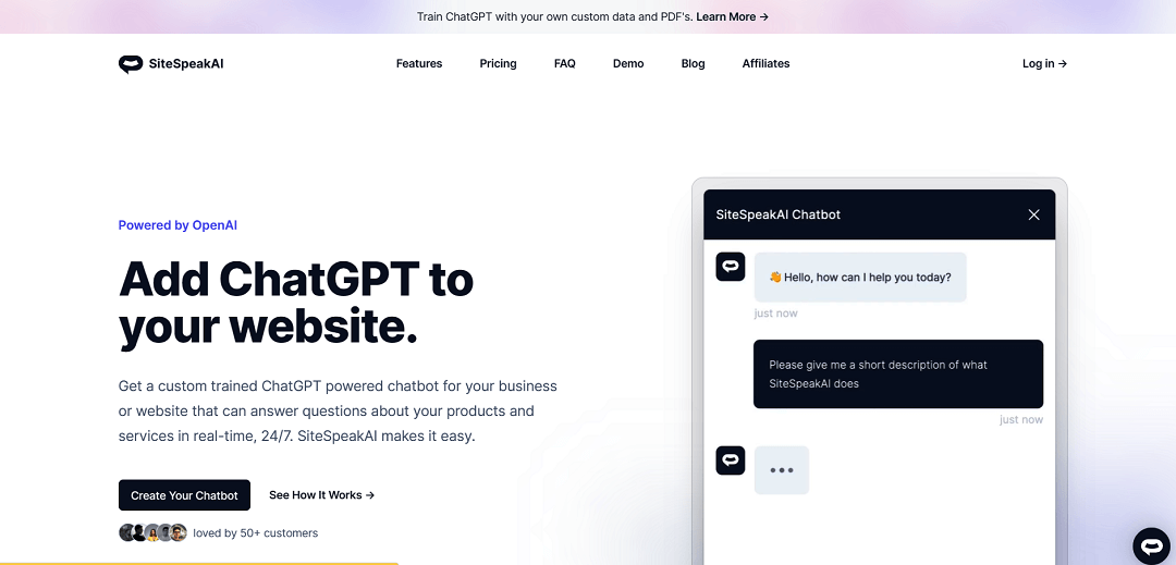 SitespeakAI - the powerful no-code tool for businesses to create engaging AI chatbots effortlessly.