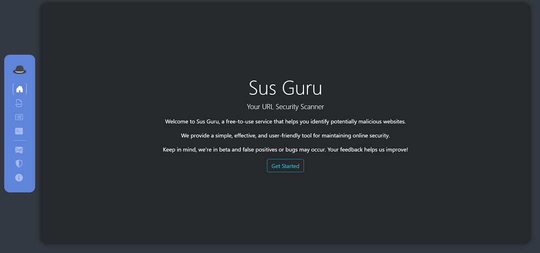 Sus Guru is a free online service that detects potentially malicious websites, requiring JavaScript for proper functioning. Users can access the platform to utilize its tools, including URL scanning and viewing recent scans.