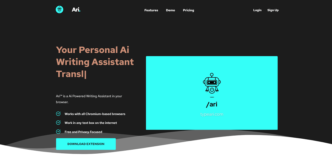 TypeAri is a privacy-focused AI writing assistant compatible with Chromium-based browsers.