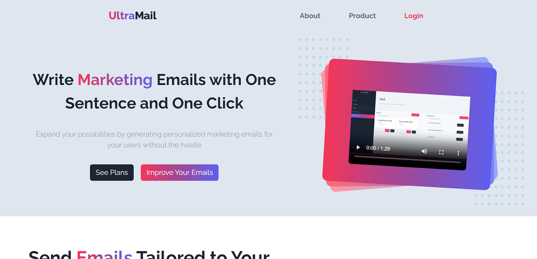 UltraMail is an AI-powered tool that automates personalized marketing emails, making it easy to manage customer contacts manually or through webhooks.