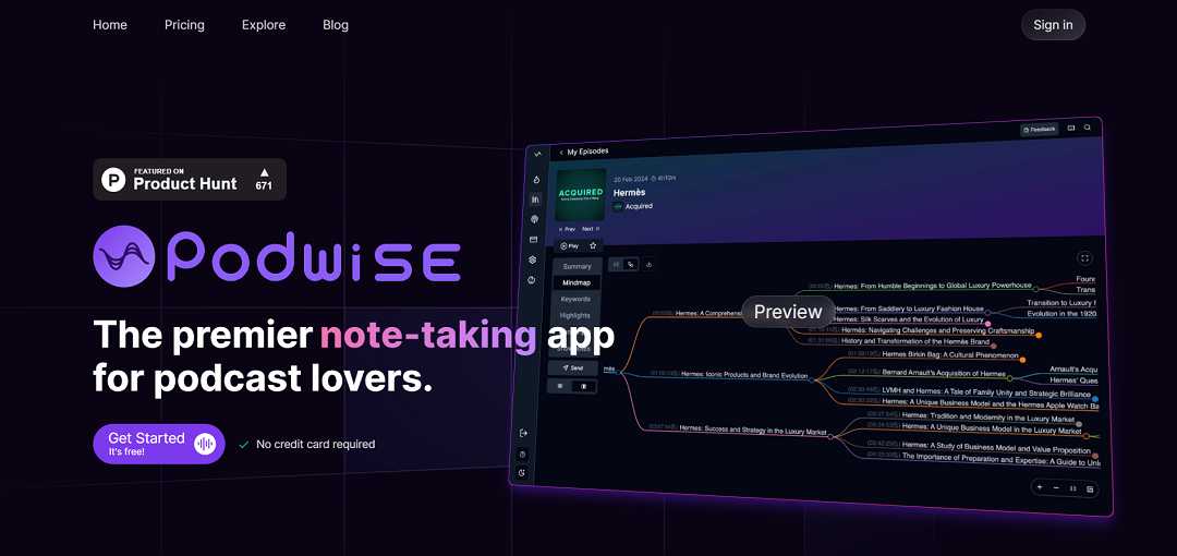 Podwise.ai redefines the podcast listening landscape by introducing a cutting-edge, AI-driven platform that streamlines the absorption and management of podcast content.