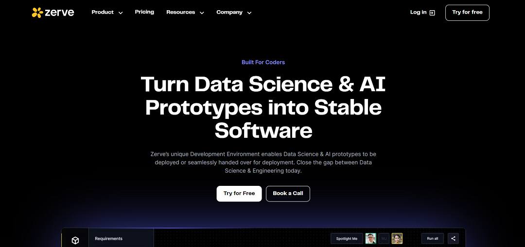 Zerve.ai is a platform designed to bridge the gap between data science and engineering, providing a development environment that turns data science and AI prototypes into stable software.