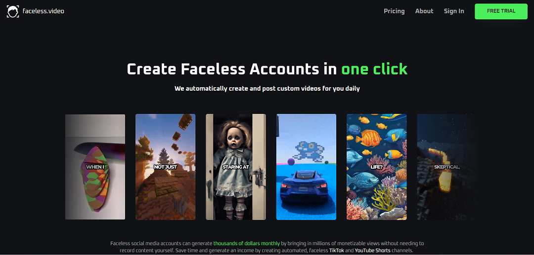 Faceless.video is a tool designed to simplify content creation and posting, aiding in the effortless growth of your online audience. 